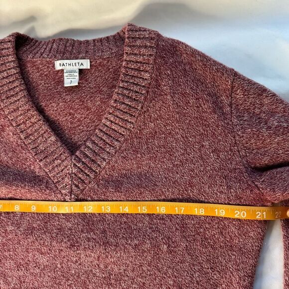 Athleta sz S Wine Red Vital V-Neck Tunic Sweater Cashmere Wool Lounge Oversized - Picture 7 of 12